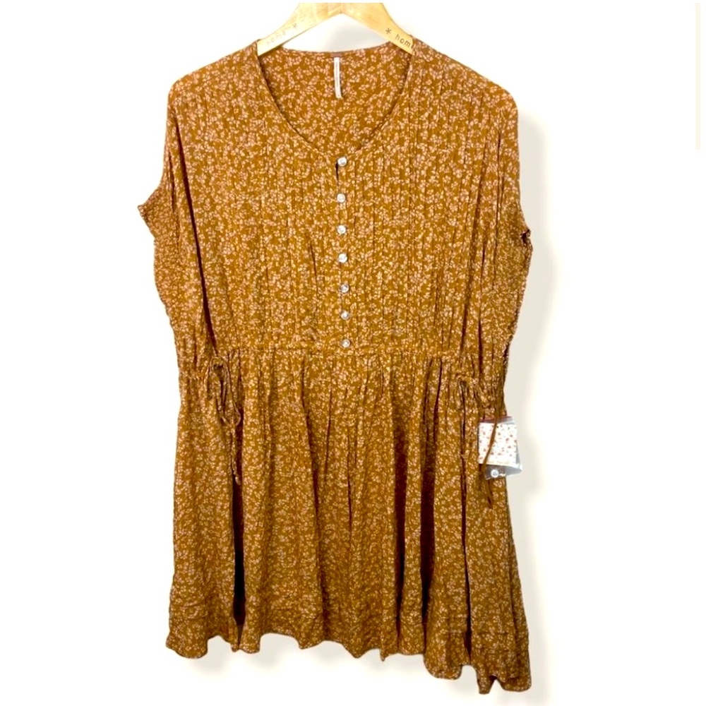 NWT Free People One Fine Day Mini Dress Chocolate Size Medium New With Tags Boho